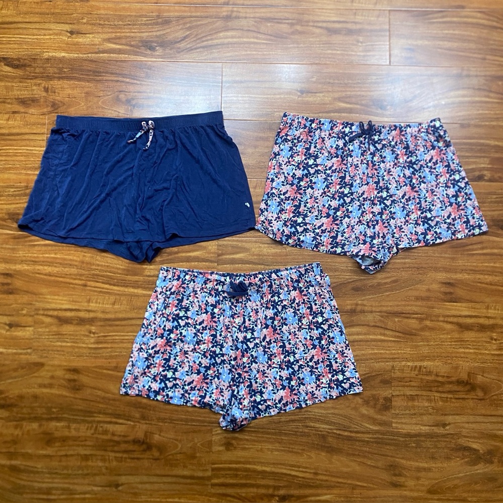 J&B Womens Multicolor Floral + Navy Pajamas Loungewear Shorts Size Medium Casual